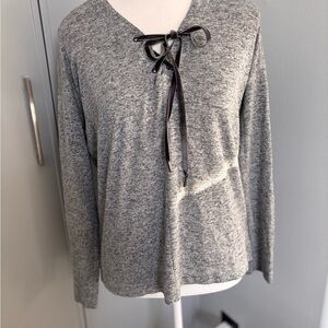 Rails Heather Gray Long Sleeve Top with Tie